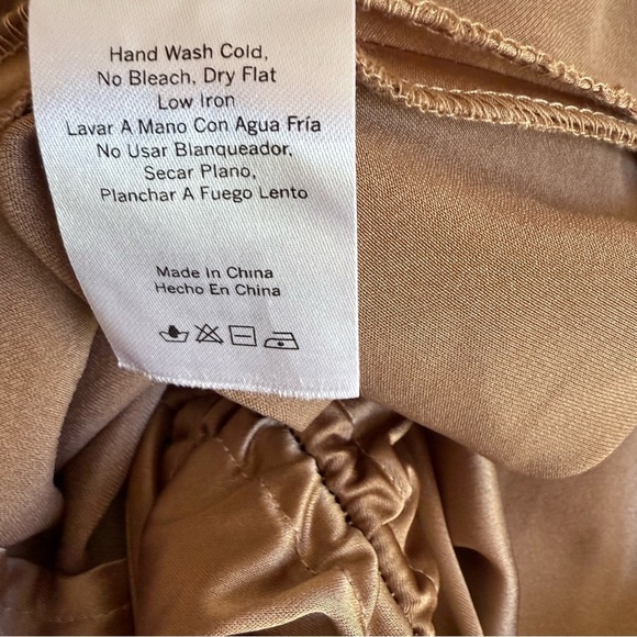 EMORY PARK Bronze Brown Satin Slinky Cinch Side Mini Dress Long Sleeve S - Picture 4 of 10